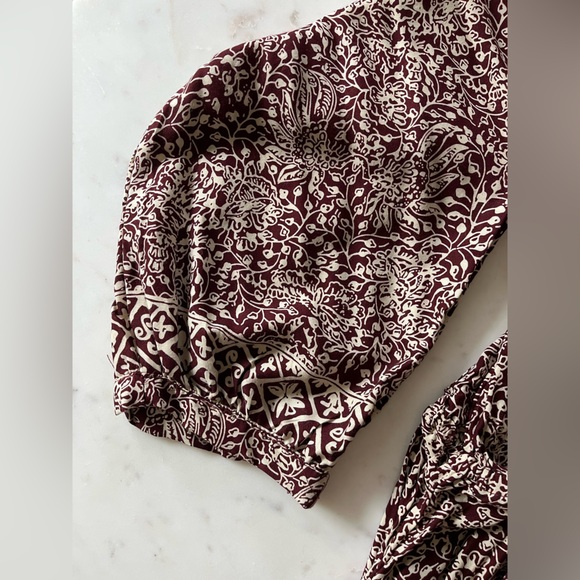 NWT Anthropologie / Nat by Natalie Martin Burgundy and Cream Maxi Dress - Picture 6 of 10